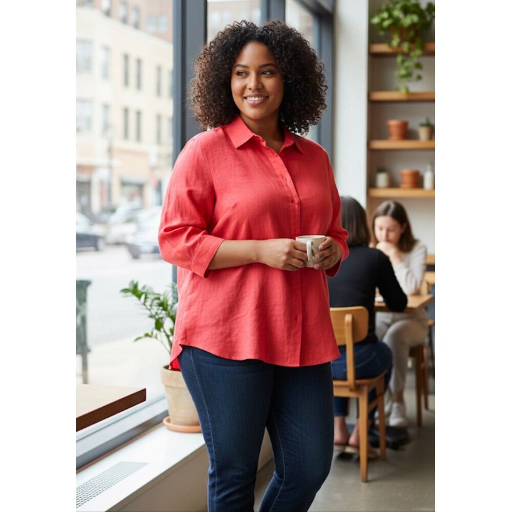 Westbound 100% Linen blouse size PL